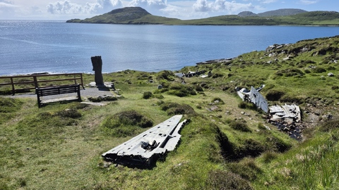 The wreck of the Catalina aircraft which crashed on Barra