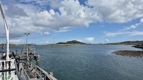 Out at sea passing some of the Islands